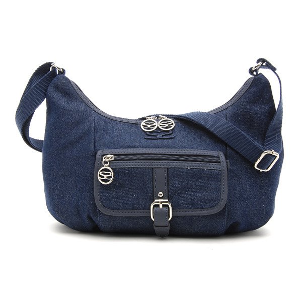 画像2: サボイSAVOY前ポケット付きデニム地ショルダーバッグ (2)