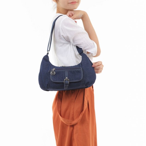 画像7: サボイSAVOY前ポケット付きデニム地ショルダーバッグ (7)