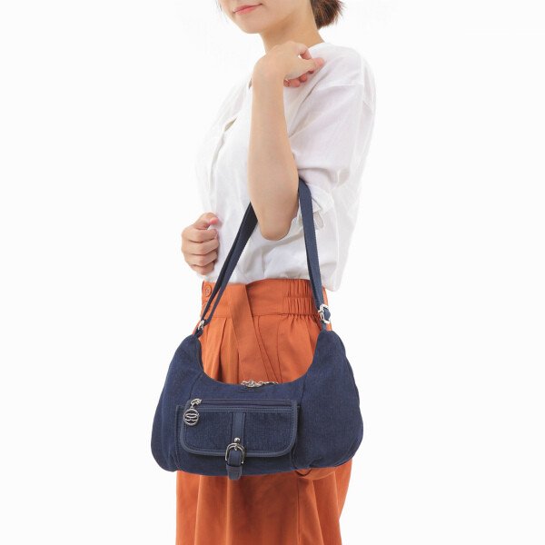 画像5: サボイSAVOY前ポケット付きデニム地ショルダーバッグ (5)