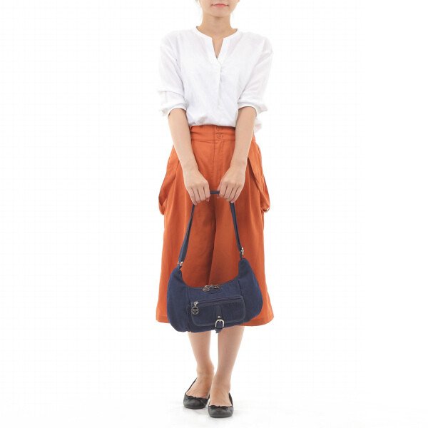 画像6: サボイSAVOY前ポケット付きデニム地ショルダーバッグ (6)