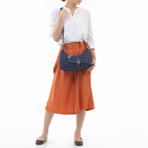 画像8: サボイSAVOY前ポケット付きデニム地ショルダーバッグ (8)