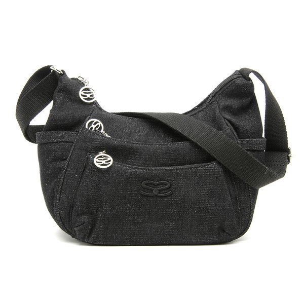 画像2: サボイSAVOY前ポケット２つ付きしっかり感のあるデニム地ショルダーバッグ/ブラック (2)