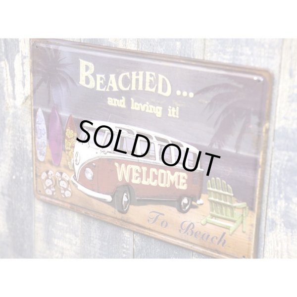 画像2: アンティークメタルエンボスプレート　S[beached]＜アメリカン雑貨＞  (2)