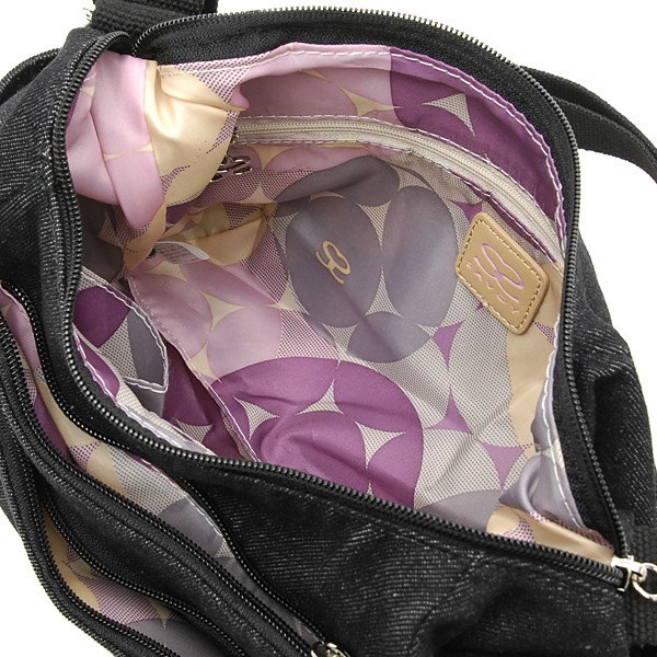 画像3: サボイSAVOY前ポケット２つ付きしっかり感のあるデニム地ショルダーバッグ/ブラック (3)