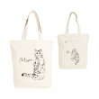 画像1: グラフィックかわいいねこ天ファスナー帆布キャンバストート/アイボリー (1)