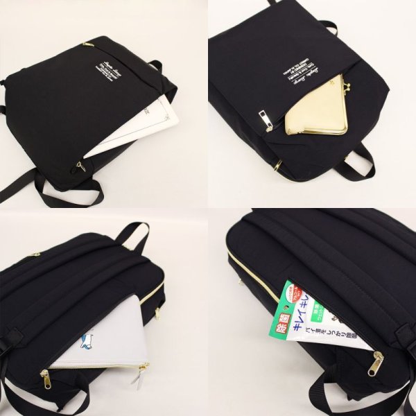 画像9: Legato Largo(レガートラルゴ) 洗濯機で洗えるにこだわった７ポケットナイロン リュック（２色有） (9)