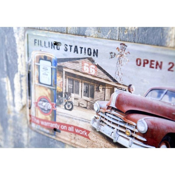 画像6: アンティークメタルエンボスプレート　WIDE [FILLING STATION] (6)