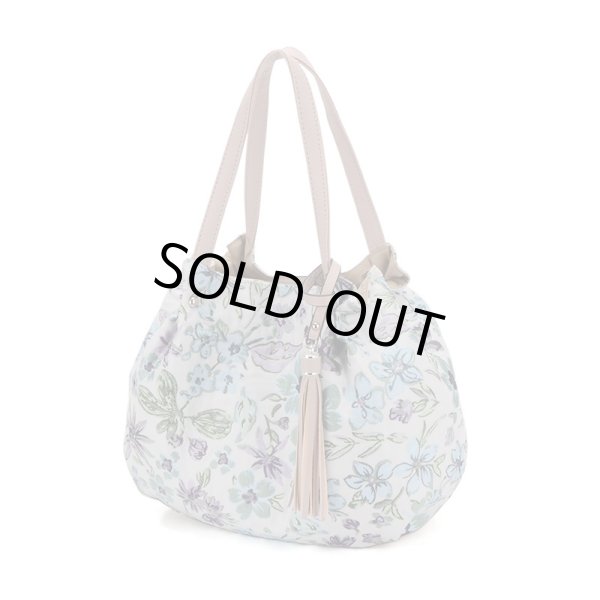 画像3: 上品でおしゃれなフラワー柄表情豊かなふくれジャカード軽量手提げバッグ（２色有） (3)