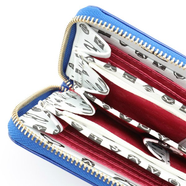 画像3: サボイ(SAVOY)エナメルにミニモノグラム柄を型押した長財布レディース/ブルーホワイト (3)