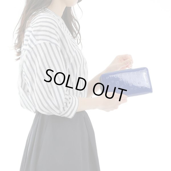 画像6: サボイ(SAVOY)エナメルにミニモノグラム柄を型押した長財布レディース/ブルーホワイト (6)