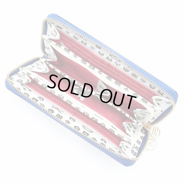 画像2: サボイ(SAVOY)エナメルにミニモノグラム柄を型押した長財布レディース/ブルーホワイト (2)