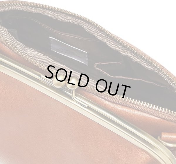 画像4: レガートラルゴ フェイクレザー がま口お財布多機能 ショルダーバッグ /キャメル (4)