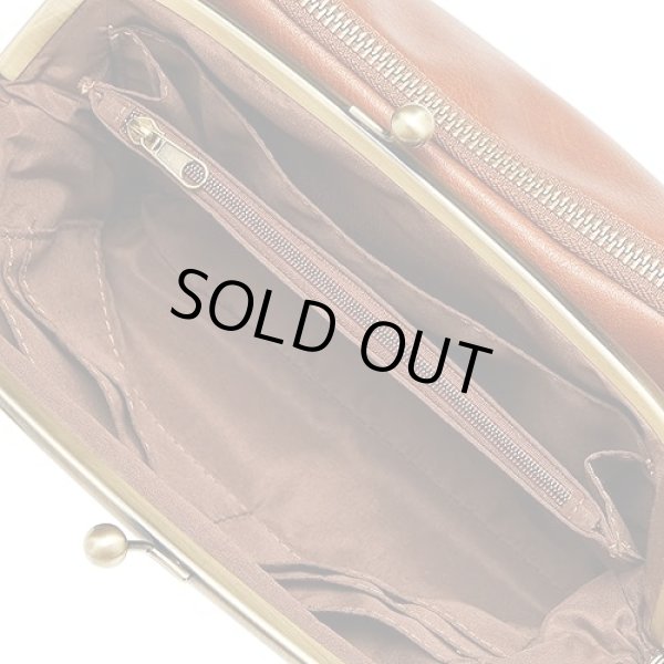 画像5: レガートラルゴ フェイクレザー がま口お財布多機能 ショルダーバッグ /キャメル (5)