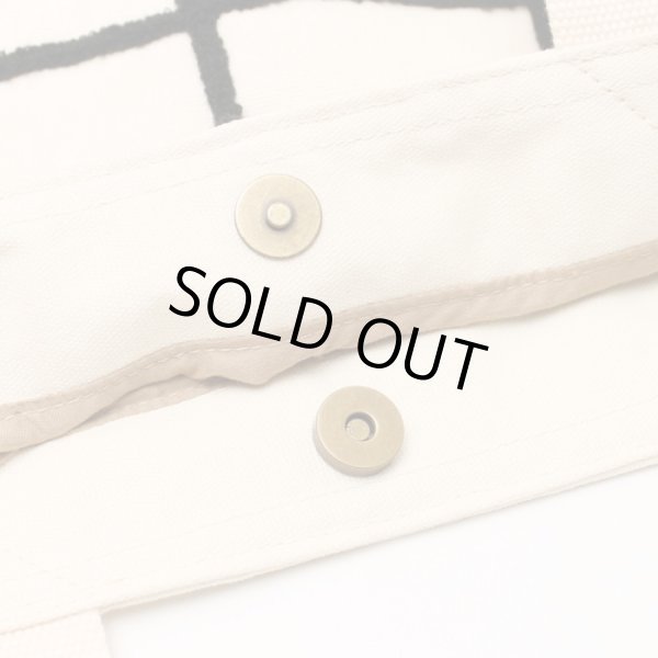 画像5: レディース格子柄チェックトートバッグ/ネイビーxアイボリー (5)