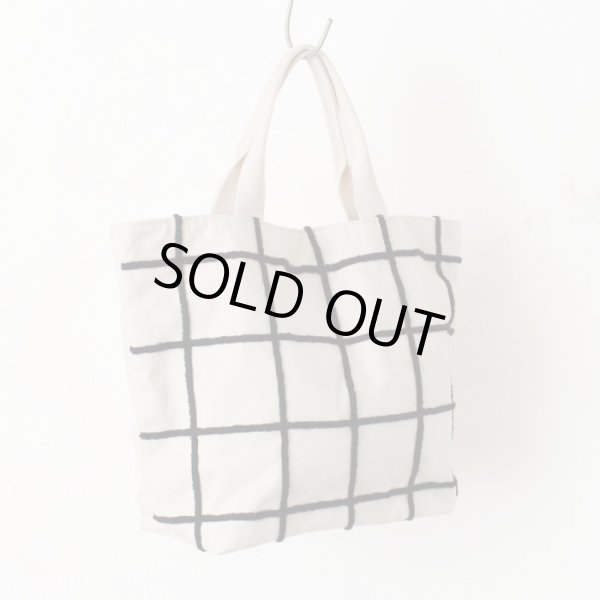画像3: レディース格子柄チェックトートバッグ/ネイビーxアイボリー (3)