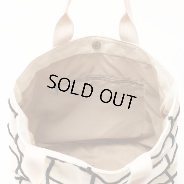 画像7: レディース格子柄チェックトートバッグ/ネイビーxアイボリー (7)