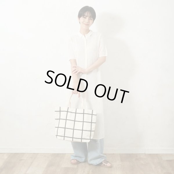 画像10: レディース格子柄チェックトートバッグ/ネイビーxアイボリー (10)