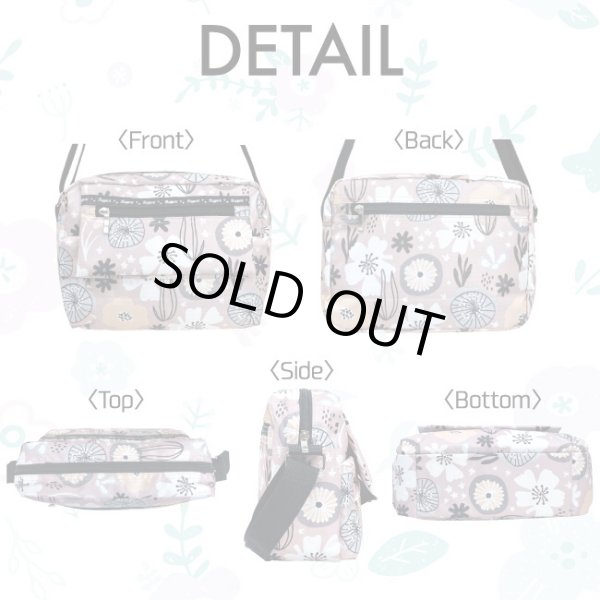 画像5: 花柄プリント５ポケット軽量ショルダーバッグ/ネイビー (5)