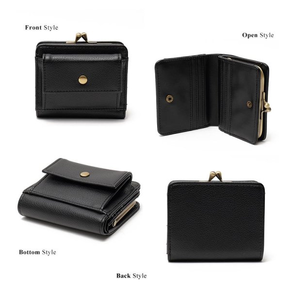 画像9: Rename 合皮がま口二つ折り財布/ブラック (9)