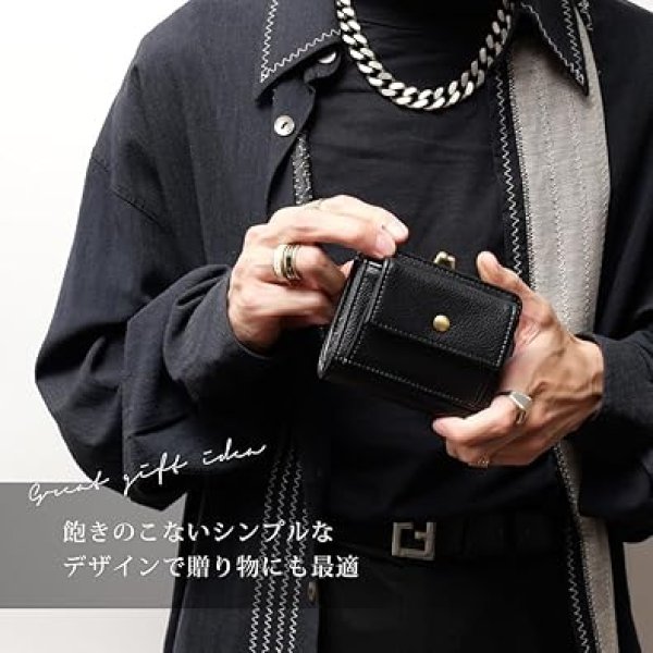 画像3: Rename 合皮がま口二つ折り財布/ブラック (3)