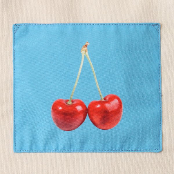 画像2: レディースかわいい果実転写ポケットトートバッグ／チェリー (2)