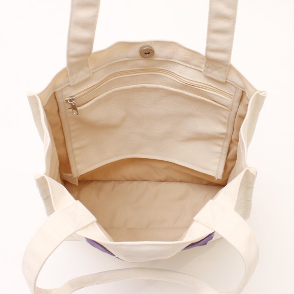 画像4: レディースかわいい果実転写ポケットトートバッグ／チェリー (4)