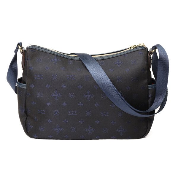 画像3: サボイ(SAVOY)おしゃれな配色の軽量ナイロン素材ショルダーバッグ/ブラックｘネイビー (3)