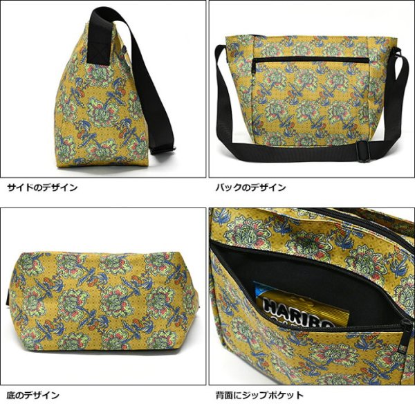 画像4: フラワーラタプリント折り畳める軽量コンパクトショルダーバッグ(2色有) (4)
