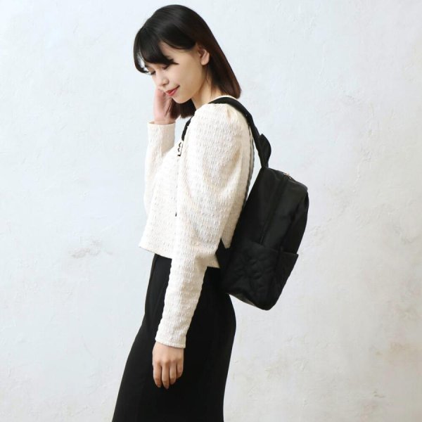 画像11: 9ポケット華やかで上品なサークルフラワーキルトリュック（３色有） (11)