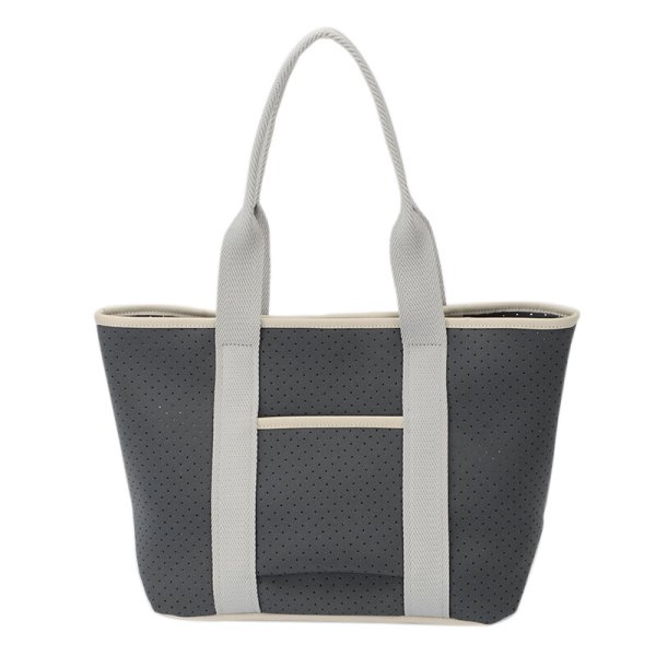 画像2: ネオプレーン素材パンチング加工軽量トートバッグ/ネイビーxダークグレー (2)