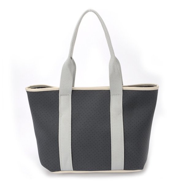 画像3: ネオプレーン素材パンチング加工軽量トートバッグ/ネイビーxダークグレー (3)