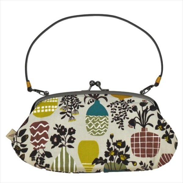 画像2: おしゃれなフラワーVASEがま口2WAY ショルダーバッグ/グリーン (2)