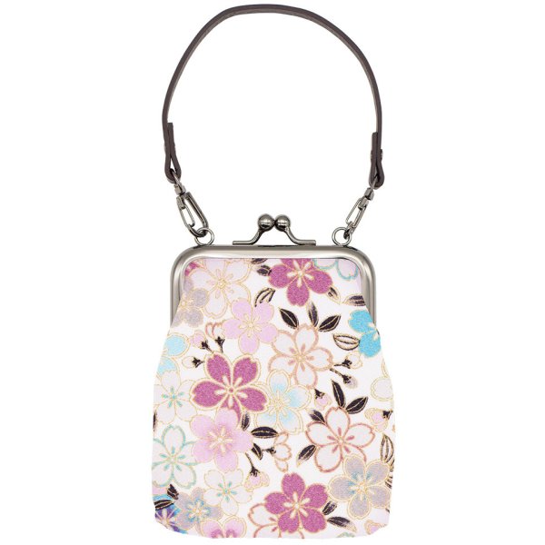 画像3: さくら柄が可愛いストラップ付き縦型がま口財布小桜（３色有） (3)