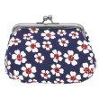 画像1: 小桜柄が可愛いちりめん4.5寸マチ付がま口ポーチ /紺 (1)