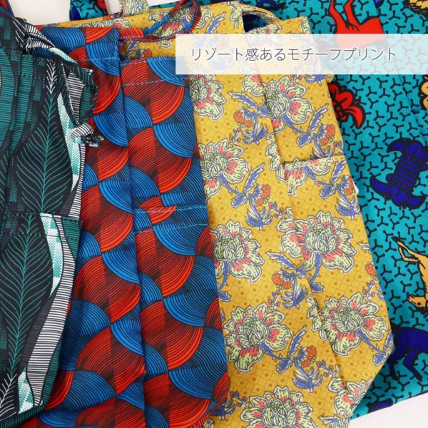 画像3: リゾート感ある総柄プリントが目を引く軽量巾着トートバッグ・フォレスト/グリーン (3)