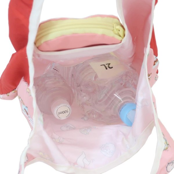 画像4: 水森亜土かわいい収納ポーチ付きリバーシブルショッピングエコバッグ（２色有） (4)