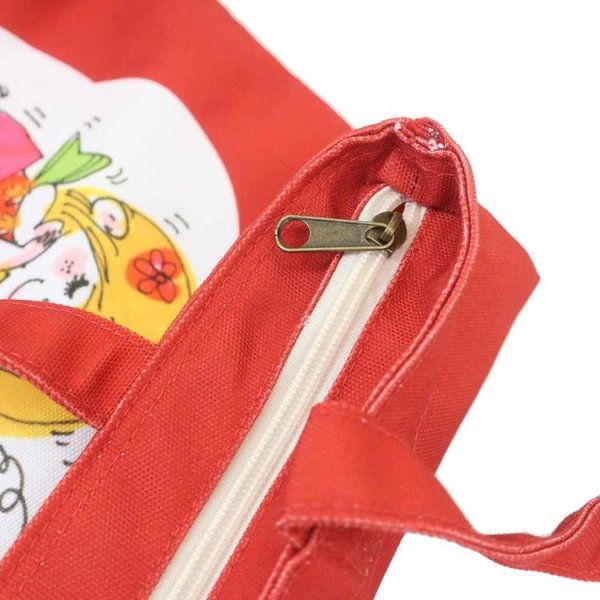 画像5: 水森亜土 レトロ かわいい天ファスナートート バッグ（２色有） (5)