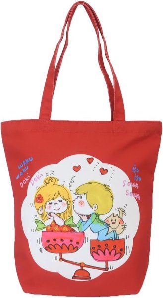 画像2: 水森亜土 レトロ かわいい天ファスナートート バッグ（２色有） (2)