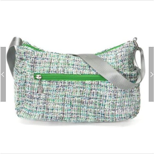 画像3: SAVOY(サボイ)グリーンツイード素材のチェック柄ショルダーバック (3)