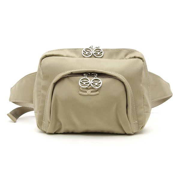 画像2: サボイ(SAVOY)レディースシンプルデザインナイロン素材ウェストバッグ/ダークベージュ (2)