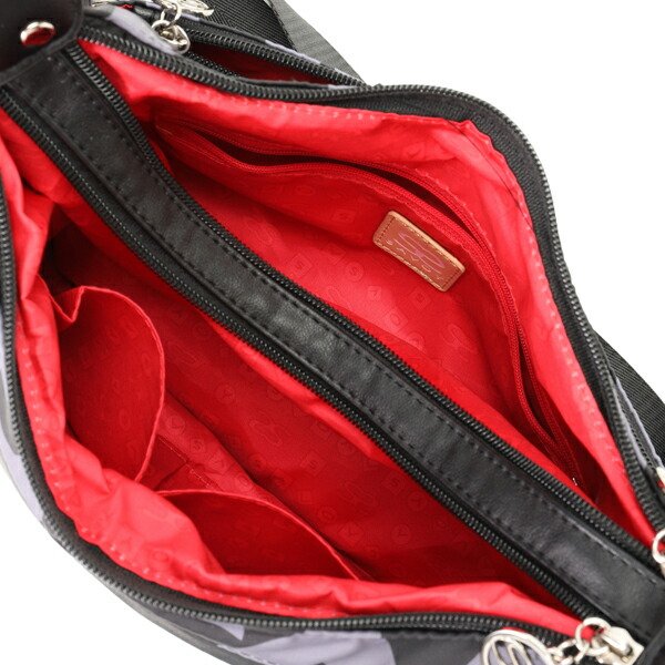 画像4: サボイ(SAVOY)ロゴプリントナイロン系素材のミニポーチ付き２室式ショルダーバッグ (4)