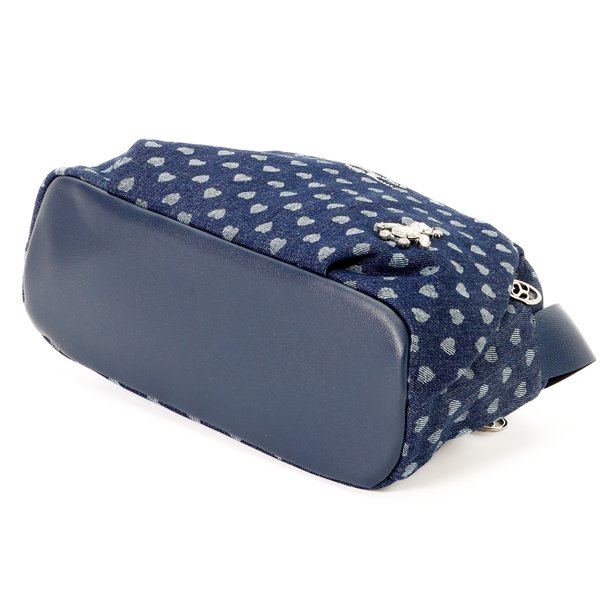 画像6: サボイ(SAVOY)クマのビジューハート柄がかわいいデニム系素材のショルダーバッグ/ネイビー (6)