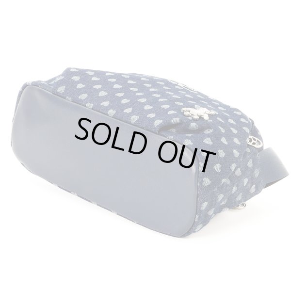 画像6: サボイ(SAVOY)クマのビジューハート柄がかわいいデニム系素材のショルダーバッグ/ネイビー (6)