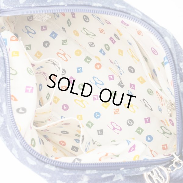 画像5: サボイ(SAVOY)クマのビジューハート柄がかわいいデニム系素材のショルダーバッグ/ネイビー (5)