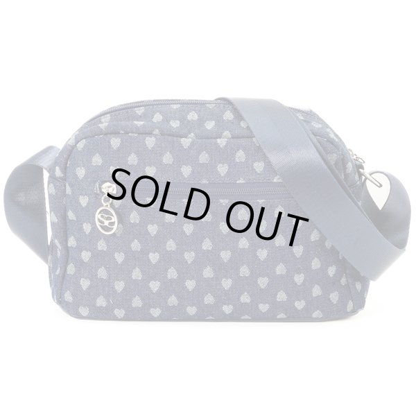 画像3: サボイ(SAVOY)クマのビジューハート柄がかわいいデニム系素材のショルダーバッグ/ネイビー (3)