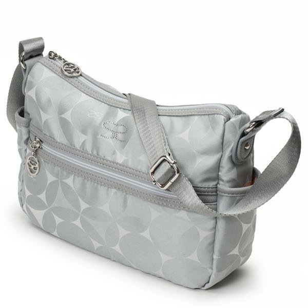 画像1: ＜訳あり＞サボイSAVOYバルーン柄ナイロン系素材のショルダーバッグ／ライトグレー (1)