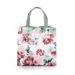 画像3: 鮮やかな花柄が目を引く華やかで上品な３室式手提げバッグ/プリント柄B-ホワイト (3)