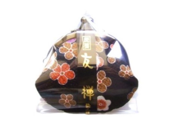 画像1: 京友禅2.6寸レディース手のひらサイズのがま口財布箱入り／黒（ 日本製） (1)