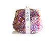 画像1: 西陣織 3.3寸がま口財布 職人手作り/  えんじx 七宝柄（日本製） (1)