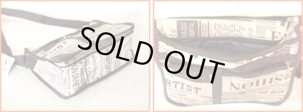 画像2: 【メール便ok】拡幅機能付き英字新聞柄ショルダー(2色有) (2)